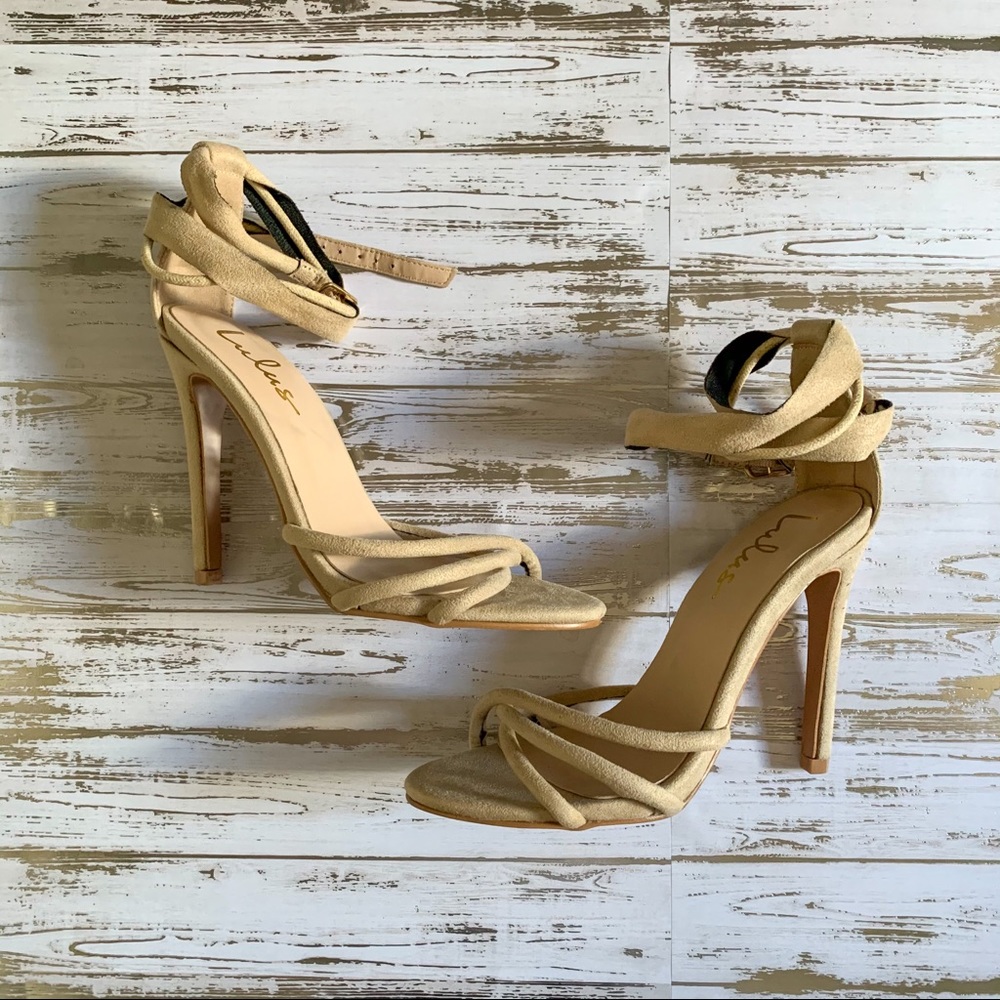 Lulu’s Damita Nude Strap Ankle Heels